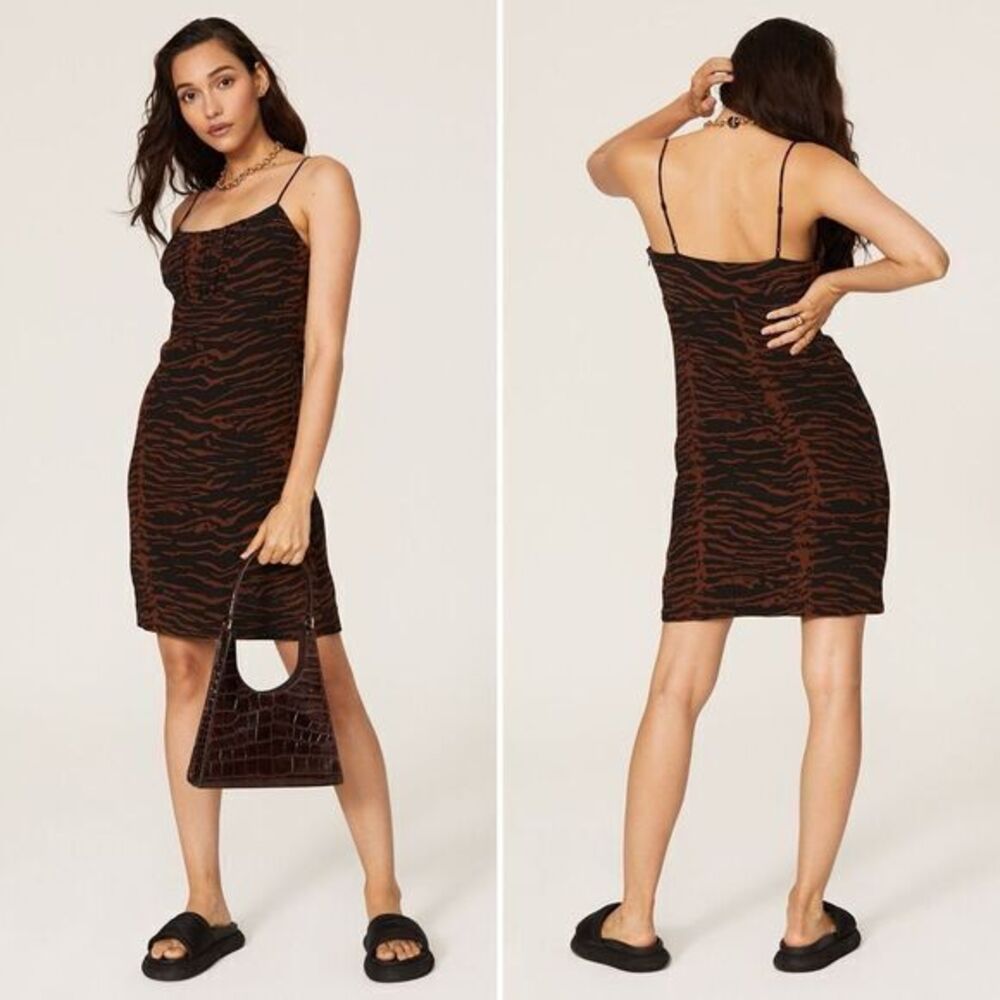 STAUD Bell Zebra Print Dress Size 6
